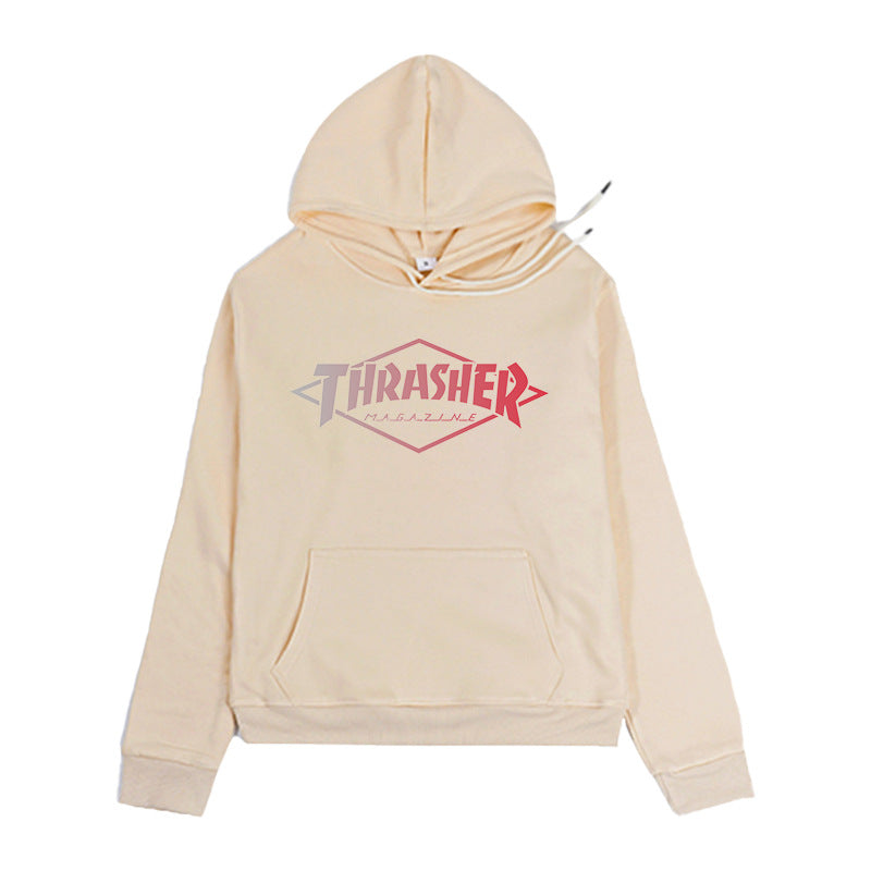 Thrasher Hoodie Flame Hip Hop Style Coat