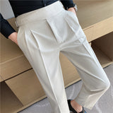Men Trousers Slim-Fit Gentleman Straight Casual Pants Men