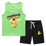 Children Pokemon Pikachu Tshirts & Shorts Vest Middle Pants Sports Casual Thin Two Pieces