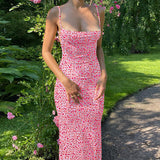 Women Exotic Dresses Spring and Summer Sexy Slim Fit Backless Strap Floral Dress