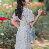 Women's Cottagecore Dress Floral Dress Summer Retro Gentle
