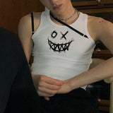 Rave Outfits Mens Vest Stitching Printing
