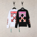 Off White Sweatshirts Long Sleeve round Neck Neck Sweater Autumn and Winter Colorful Gradient Arrow Pattern round Neck Pullover