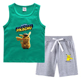 Children Pokemon Pikachu Tshirts & Shorts Summer Vest Middle Pants Sports Casual Thin Two Pieces