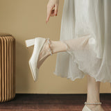Nude Chunky Heel French Vintage Mary Jane Chunky Heel Shoes