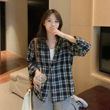 Beth Dutton Outfits Black and White Plaid Shirt Women's Baggy Coat Long Sleeve Shirt