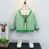 Toddler Boys Sweater Boys' Knitted Plaid Sweater Cardigan Coat