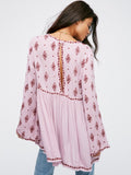 Women Dresses Spring/Summer Embroidery Embroidery Panhua V-neck Flared Sleeves Dress