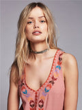 Women Dresses Ethnic Style Embroidered Colorful Hem Dress