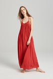 Women Dresses Spring/Summer Sling Backless Embroidery Cotton Linen Sexy Dress