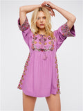 Summer Embroidered Shirt Dress