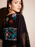 Women Dresses Flower V-neck Embroidered Dress