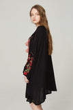 Ethnic Style Embroidered Flower Drawstring Loose Beach Dress
