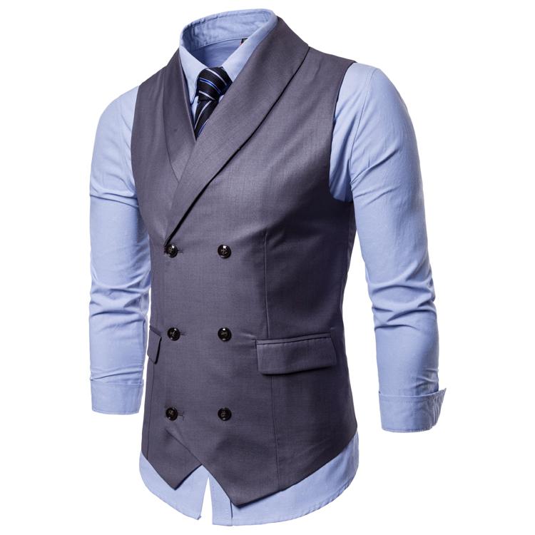 Tuxedo Vests Men Suit Vest Autumn Men's Casual Solid Color Double Breasted Vest Suit