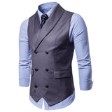 Tuxedo Vests Men Suit Vest Autumn Men's Casual Solid Color Double Breasted Vest Suit