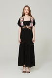 Summer Embroidered See-through Waist Split Expansion Skirt Dress