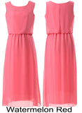 Women Plus Size Maxi Dresses Summer Chiffon Sleeveless Seaside Dress