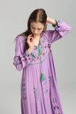 Women Dresses Bohemian Fashionable Embroidered Flower Dress Lace-up Dress