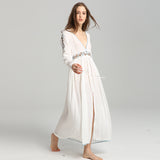 Women Dresses Bohemian Long Sleeve Embroidered Split Dress
