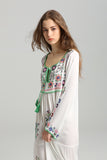 Women Dresses Bohemian Fashionable Embroidered Flower Dress Lace-up Dress