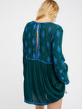 Women Dresses Spring/Summer Embroidery Embroidery Panhua V-neck Flared Sleeves Dress