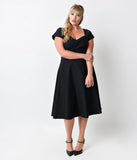 Women Plus Size Midi Dresses Short Sleeve Dress V-neck