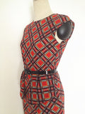 Women Plus Size Midi Dresses Vintage Red Plaid  Sleeveless Bodycon Dress