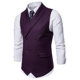 Tuxedo Vests Men Suit Vest Autumn Men's Casual Solid Color Double Breasted Vest Suit