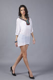 Women Plus Size Tops Embroidered Loose Short Sleeve Mid-Length Top