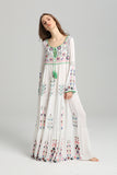 Women Dresses Bohemian Fashionable Embroidered Flower Dress Lace-up Dress