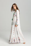 Women Dresses Bohemian Fashionable Embroidered Flower Dress Lace-up Dress