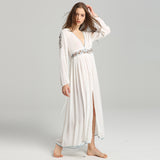 Women Dresses Bohemian Long Sleeve Embroidered Split Dress