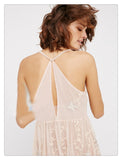 Women Dresses Summer Sexy V-neck Backless Embroidered Suspenders