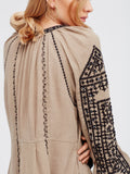 Ethnic Style V-neck Totem Embroidered Long Sleeve Loose Dress