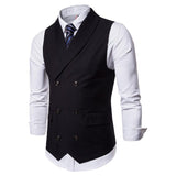 Tuxedo Vests Men Suit Vest Autumn Men's Casual Solid Color Double Breasted Vest Suit