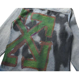 Off White Coats Ow Arrow Graffiti Denim Jacket Men's Women's Tops Casual Jacket Owt