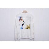 Off White Sweatshirts round Neck Sweater Men Splash Ink Arrow Print Owt Casual Fashionable