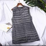 Women Winter Coats Puffer down Vest Lightweight down Waistcoat Women's plus Size round Neck Coat