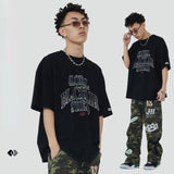 Blackair T Shirt Letter Print Short-Sleeve Men's Loose round Neck Cotton T-shirt