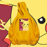Men and Women Pokemon Pikachu Hoodie Anime Loose Shoulder Hoodie Long Sleeve Coat