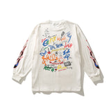 Drippy Hoodies Graffiti Printing Men's Loose Long-Sleeved T-shirt