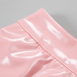 Emily Ratajkowski Dress PU Leather Slip Dress Two-Piece Set