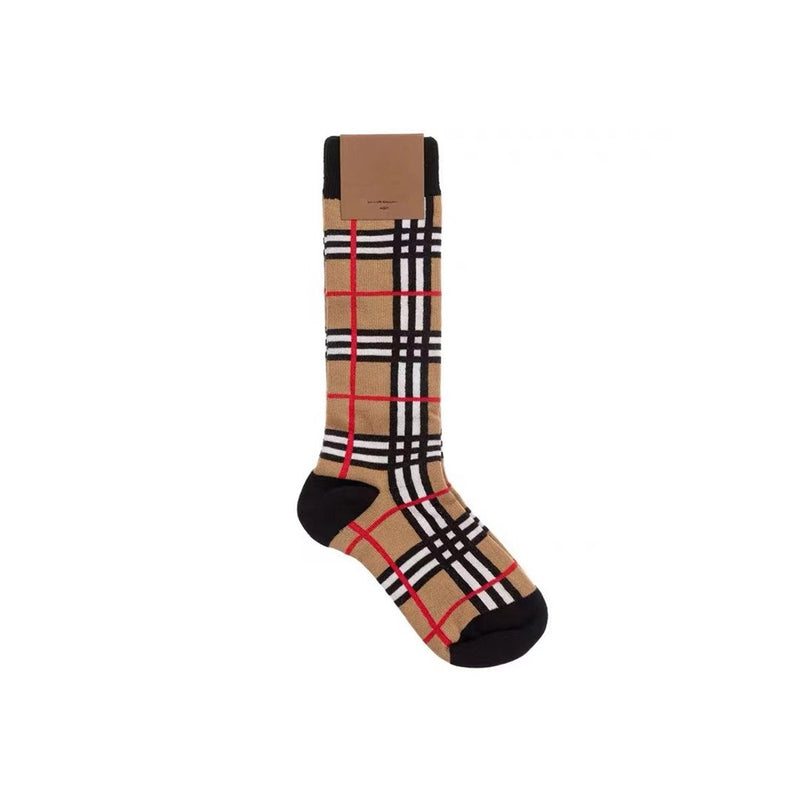 Classic Color Block Plaid Socks Calf Thigh High Socks