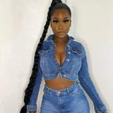 Women Denim Jecket Women's Short Slim Stretch Denim Jacket