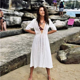 Women Dresses Beach Vacation Lace Stitching Dress