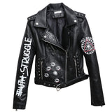 Eye Dare You Jacket Leather Slim-Fit Long-Sleeved Zipper Leather Jacket Printed Street Women's Clothing