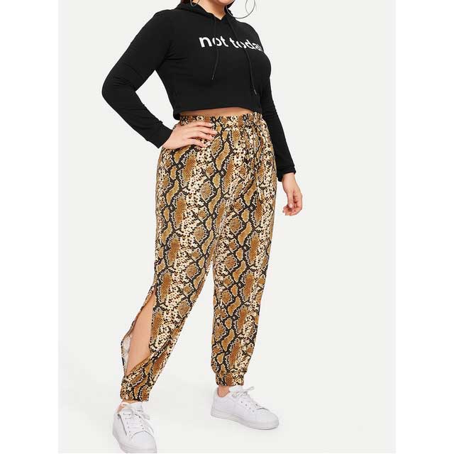 Women Plus Size Pants Stripes Straight Elastic Waist Loose Casual Pants