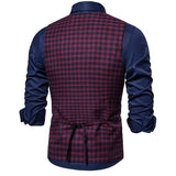 Tuxedo Vests Men Suit Vest European and American Fashion Plaid Vest Personality Fashion