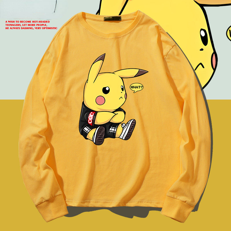 Men and Women Pokemon Pikachu Hoodie Pikachu Long Sleeve T-shirt