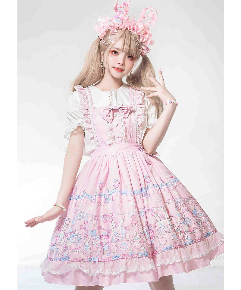 Gothic Lolita Harajuku Style Clothing Suspender Skirt Ice Cream Rabbit JSK Lovely Soft Cute Dress for Women